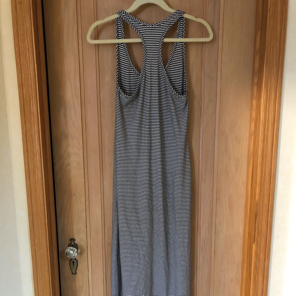 White and Black Stripped Maxi Dress